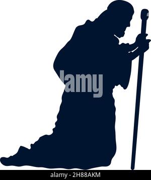 st joseph silhouette manger character Stock Vector