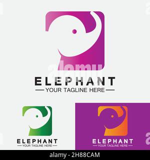 Elephant Logo Vector Illustrator Design Template Stock Vector