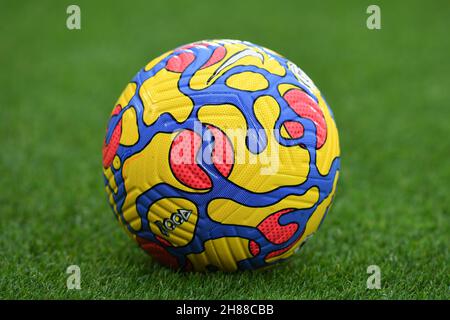 LEICESTER, GBR. NOV 28TH Nike Premier League 2021/22 Flight Football during the Premier League match between Leicester City and Watford at the King Power Stadium, Leicester on Sunday 28th November 2021. (Credit: Jon Hobley | MI News) Credit: MI News & Sport /Alamy Live News Stock Photo