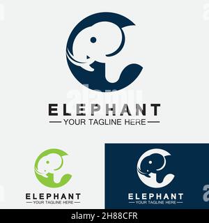 Elephant Logo Vector Illustrator Design Template Stock Vector