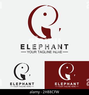 Elephant Logo Vector Illustrator Design Template Stock Vector