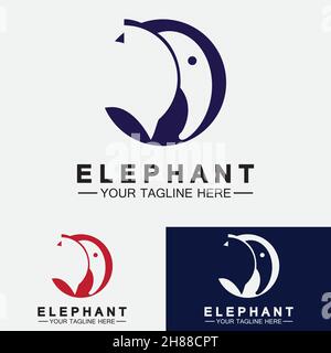 Elephant Logo Vector Illustrator Design Template Stock Vector