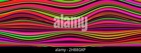 Surface with distorted lines. Wavy pattern. Vector wide banner Stock Vector