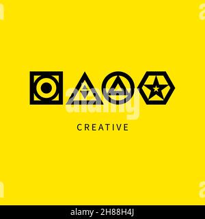 Unique logo made of geometric creative shapes. Creativity  symbol, icon. Vector business sign Stock Vector