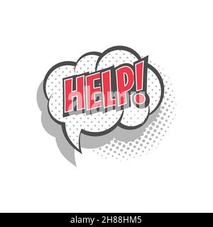 Help speech bubble comic cartoon. Pop art retro style vector illustration. Stock Vector