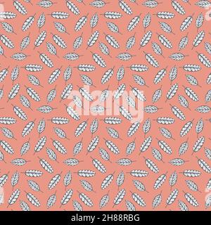 Seamless pattern gray white sheet on pink background for textile wallpaper, packaging design and interior decoration Stock Vector