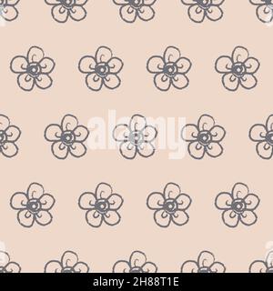 Organic pattern gray flower on delicate pink seamless pattern, textile design and packaging vector illustration Stock Vector