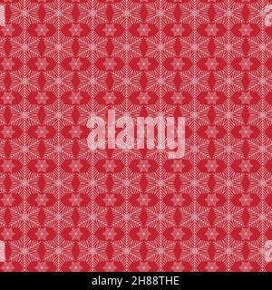 Red snowflake Christmas decoration seamless pattern for festive wrapping paper. Cute snowy ice background Stock Vector