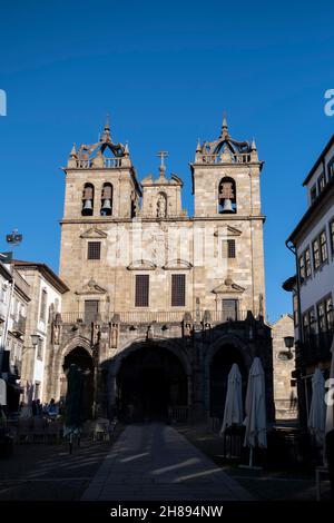 View of the Cathedral of Braga in the city of Braga, Portugal. Stock Photo