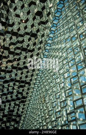 Interior shot of the Harpa Building in Reykjavik, iceland Stock Photo
