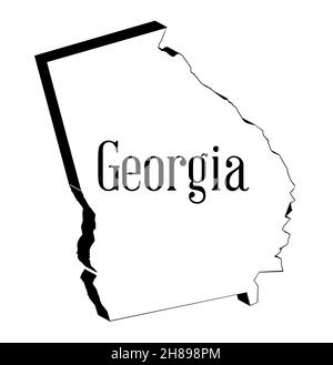 State map outline in 3D of Georgia over a white background Stock Photo