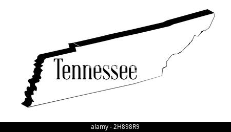 State 3D map outline of Tennessee over a white background Stock Photo