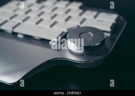 London, UK - 2021.11.27: Product close-up shot of Delux T11 Designer Gaming Keyboard with Custom Keys Group Smart Dial 3 Stock Photo