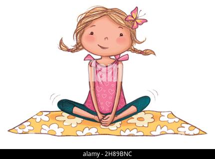 Butterfly child yoga Stock Photo