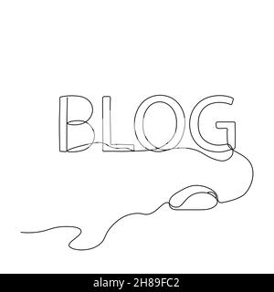 Blogger's Day. The inscription is in English Blogger. Solid line. Vector illustration drawn with a single line.. Stock Vector