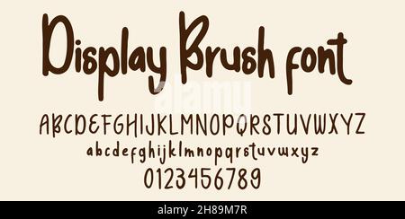 Handwritten Display font alphabet vector illustration isolated Background Stock Vector