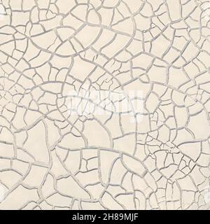 Cracked white clay, dried lakebed surface texture Stock Photo