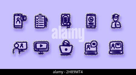online learning doodle art sticker vector illustration isolated background Stock Vector