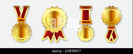 set realistic medal vector illustration Stock Vector