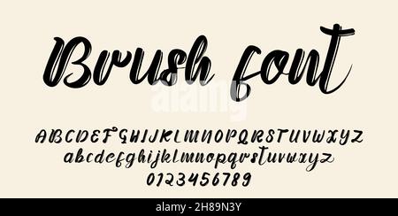 Hand drawn Brush Font alphabet vector illustration isolated Background Stock Vector