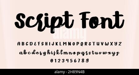 Handwritten script font. brush font vector illustration isolated Background Stock Vector