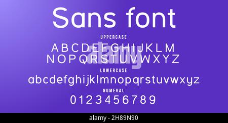 Sans serif typeface alphabet vector illustration isolated Background Stock Vector