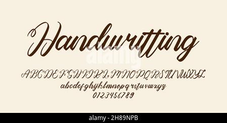 handwriting script font alphabet vector illustration isolated Background Stock Vector