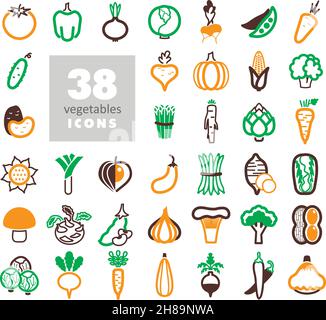 Vegetables outline icons set. Vector illustration eps 10 Stock Vector
