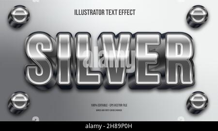 3d silver text effect vector illustration Stock Vector