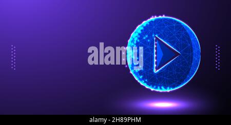 Play button low poly wireframe mesh Stock Vector