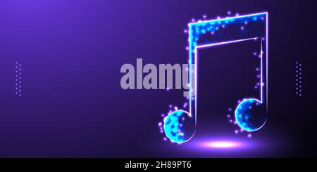 Musical note instrument low poly wireframe mesh Stock Vector