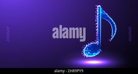 Musical Note Instrument low poly wireframe mesh Stock Vector
