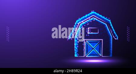 barn building low poly wireframe mesh Stock Vector