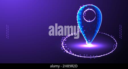 Pin Map location low poly wireframe mesh Stock Vector