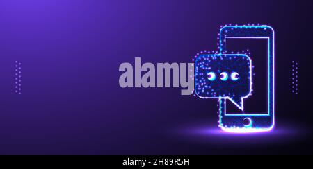 phone, chat polygonal low poly wireframe background vector illustration Stock Vector