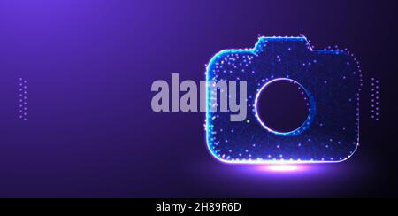 camera, lens polygonal low poly wireframe background vector illustration Stock Vector