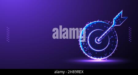 target, arrow, bulls, eye polygonal low poly wireframe background vector illustration Stock Vector