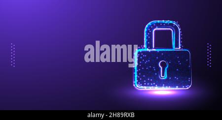 padlock, lock, security polygonal low poly wireframe background vector illustration Stock Vector