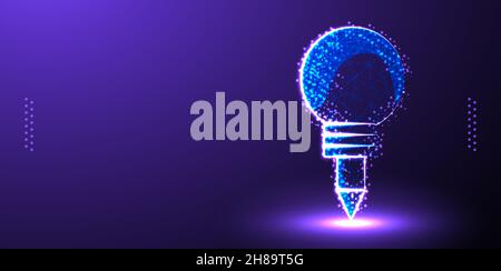 Creative bulb and pen. low poly Stock Vector
