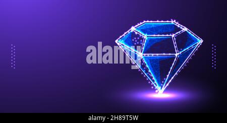 diamond, Jewelry, gem, luxury and rich low poly wireframe vector illustration isolated Background Stock Vector