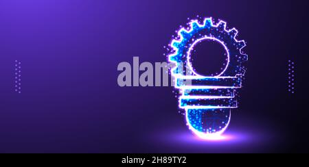 bulb and gear, business strategy low poly Stock Vector