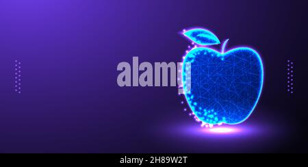 apple polygonal low poly wireframe background vector illustration Stock Vector