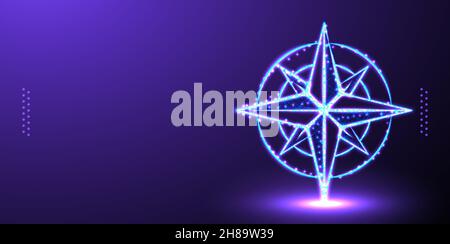 compass polygonal low poly wireframe background vector illustration Stock Vector