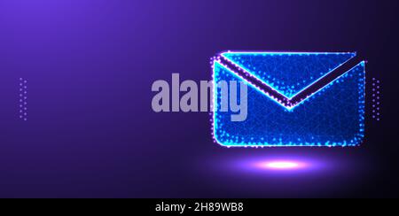 envelope, message polygonal low poly wireframe background vector illustration Stock Vector