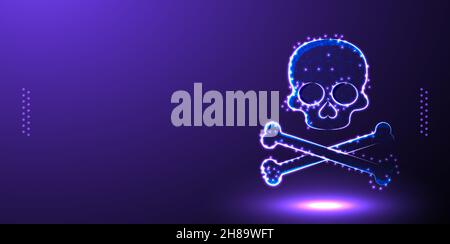attention danger skull bone low poly wireframe vector illustration Stock Vector