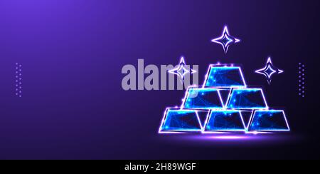 pile golden, Jewelry, gem, luxury and rich low poly wireframe vector illustration isolated Background Stock Vector