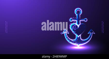 anchor polygonal low poly wireframe background vector illustration Stock Vector