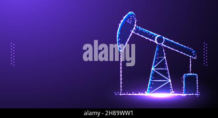 rig oil industry low poly wireframe, polygonal design vector illustration Stock Vector