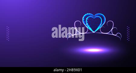crown, tiara low poly wireframe polygonal design vector illustration isolated Background Stock Vector