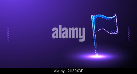 flag low poly wireframe polygonal design vector illustration isolated Background Stock Vector